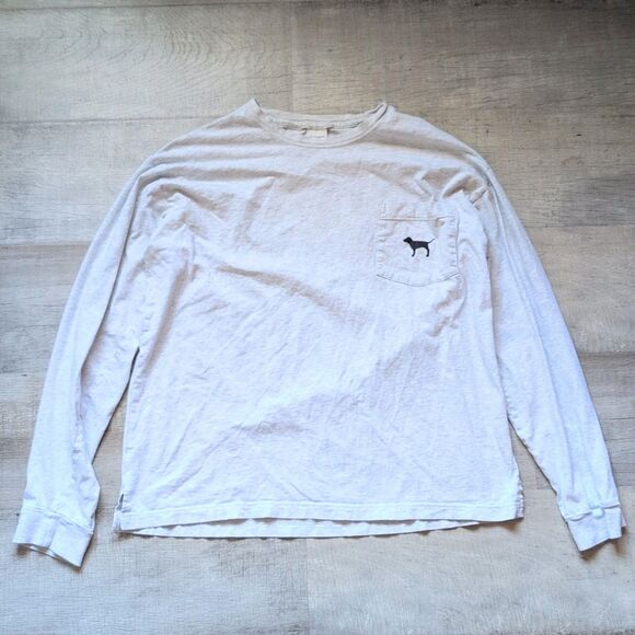 Victoria 's Secret PINK Dog Long Sleeve T-SHIRT Size Large L Grey - Picture 6 of 7